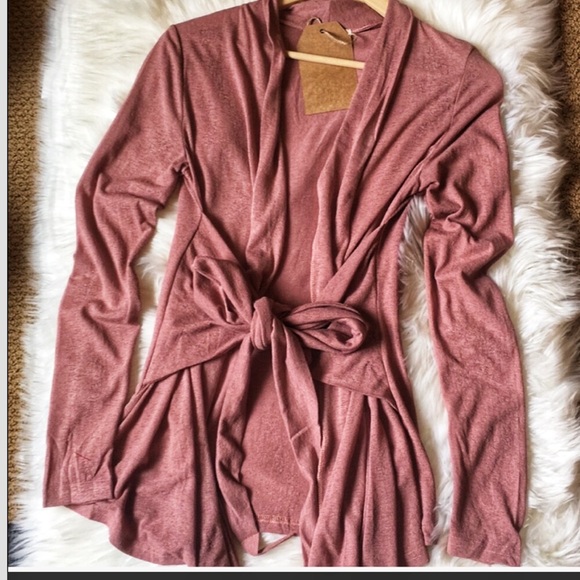 Trindy Clozet Boutique Sweaters - Mauve Burnout Knitted Cardigan